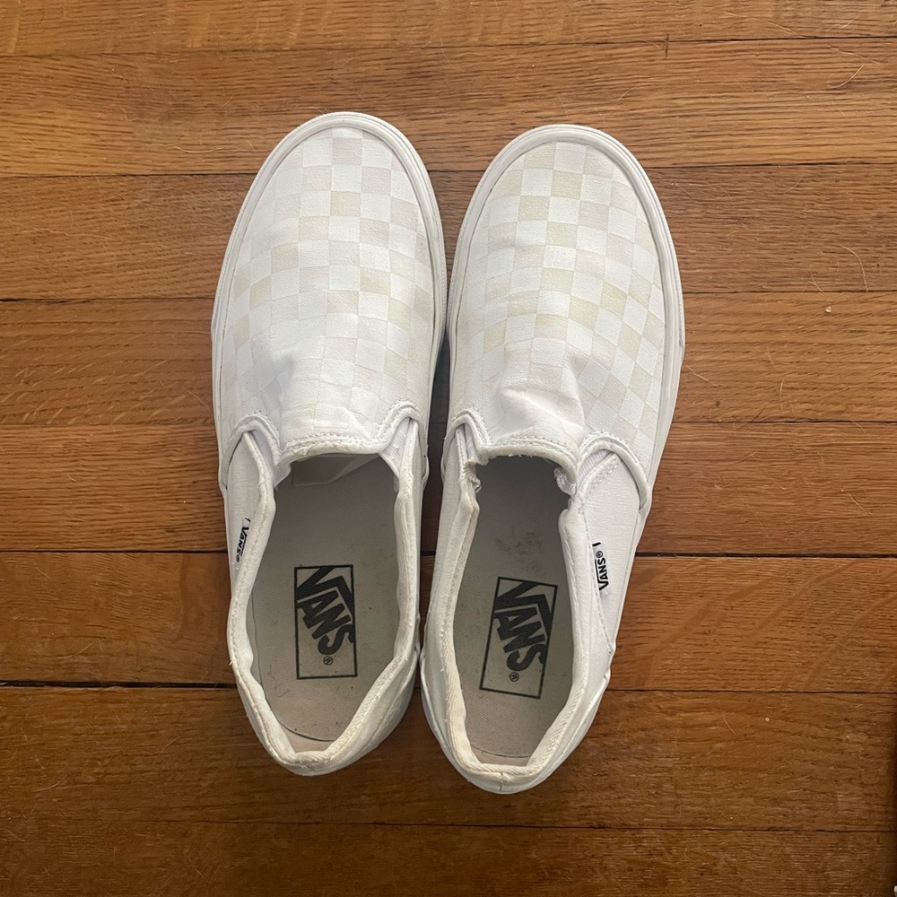White and cream  checkered Vans